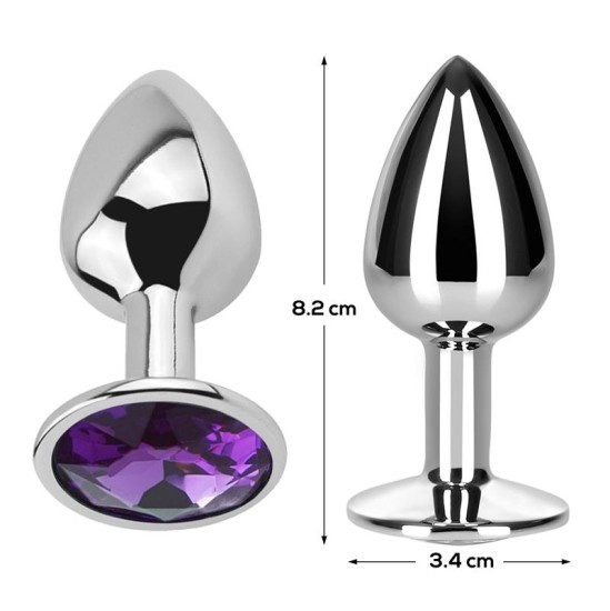 Afterdark Butt Plug with Jewel Purple Amethyst Size M Aluminium