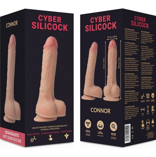 Cyber Silicock CONNOR ULTRA REALISTIC MĪKSTS ŠĶIDRUMS SILIKONS 20,5cm