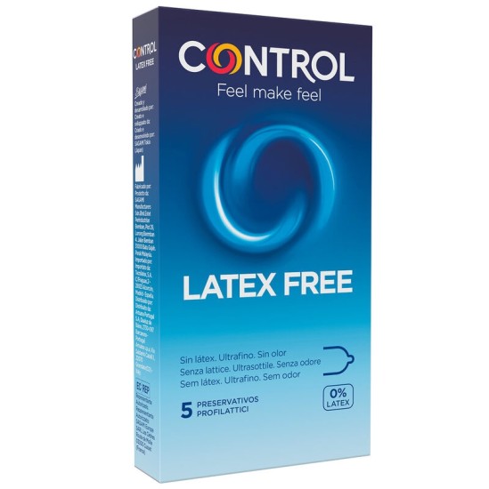 Control Condoms KONTROLES FREE SIN LATEKSA PREZERVATĪVIE 5 VIENĪBAS