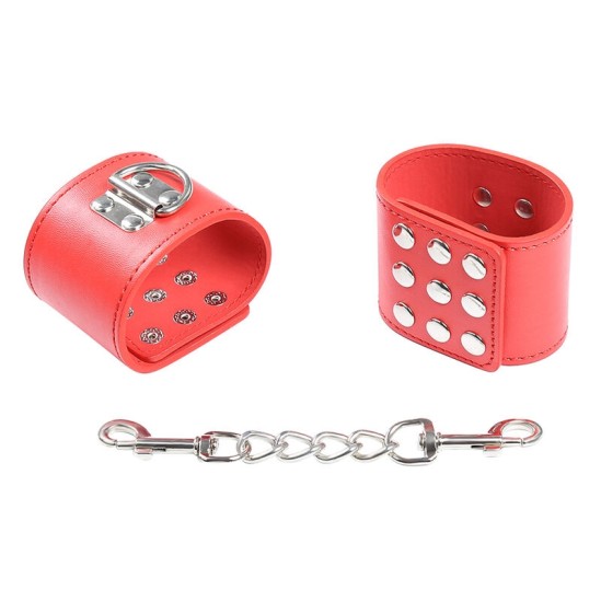 Ohmama Fetish RED HANDCUFFS WITH SNAP CLOSURE