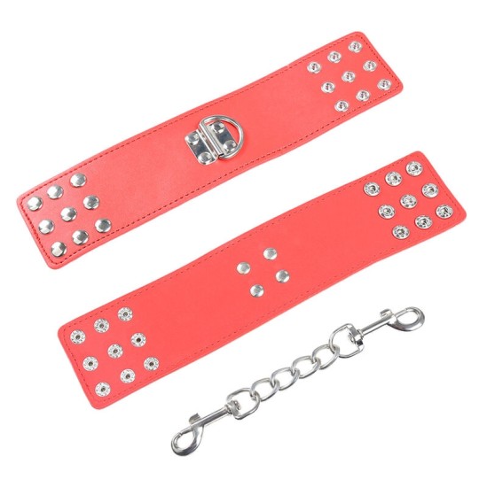 Ohmama Fetish RED HANDCUFFS WITH SNAP CLOSURE