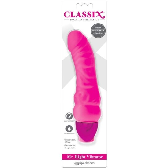 Classix VIBRATING Dildo MR. RIGHT MULTI-SPEED 15.5 CM rozā