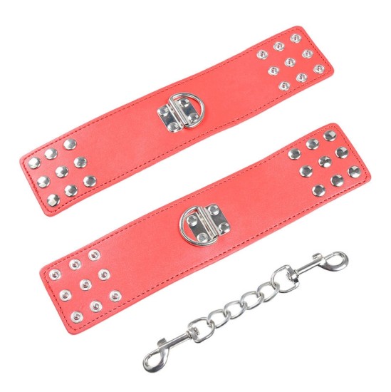 Ohmama Fetish RED HANDCUFFS WITH SNAP CLOSURE