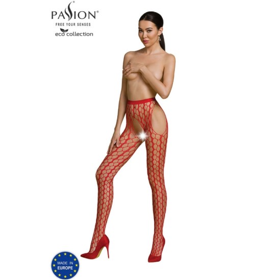 Passion Woman Garter & Stock PASSION - ECO COLLECTION BODYSTOCKING ECO S007 RED