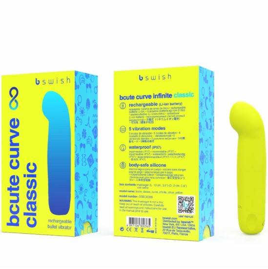 B Swish BCUTE CURVE INFINITE CLASSIC SILICONE RECHARGEABLE VIBRATOR CITRUS YELLOW