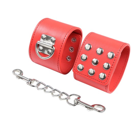 Ohmama Fetish RED HANDCUFFS WITH SNAP CLOSURE