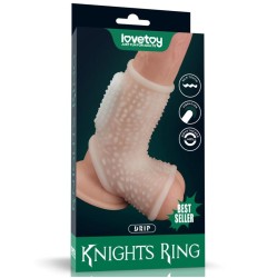 Lovetoy Penis and testicles sleeve with vibration Drip Knights