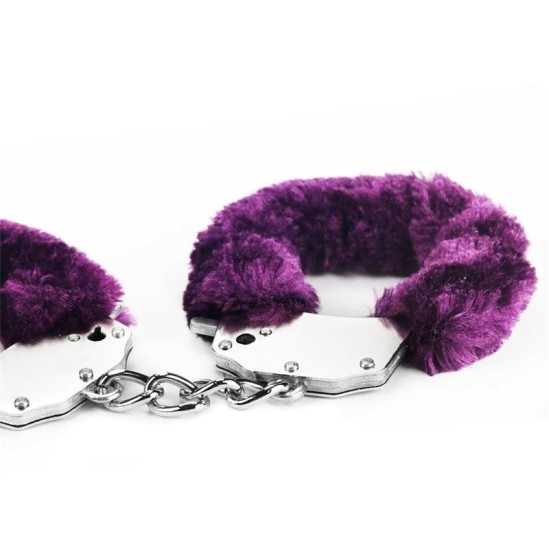 Lovetoy Furry Metal Handcuffs Purple