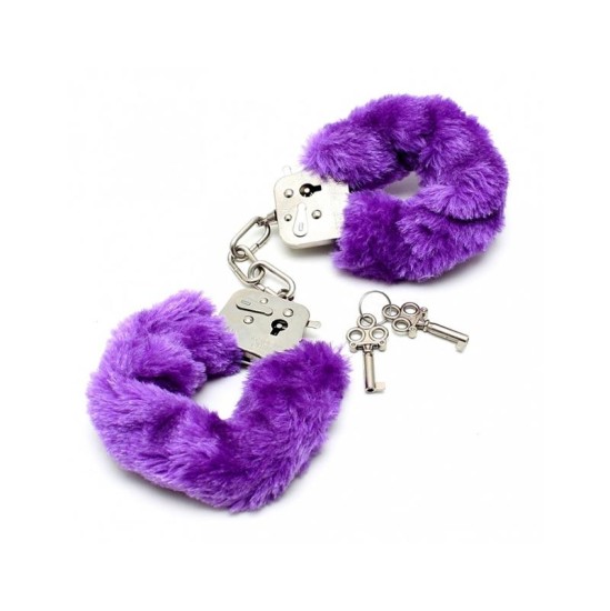 Bondage Play Police cuffs with Purple Fur-Adjustable