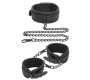 Intoyou Black Shadow Collar and Hand Cuffs Set Vegan Leather