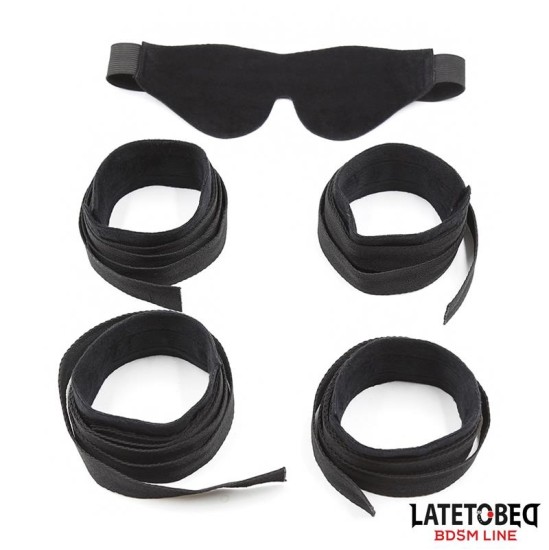 Latetobed Bdsm Line Restraint 3 Pieces Set Blindfold, Anklecuffs and Wristcuffs Adjustable