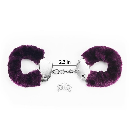 Lovetoy Furry Metal Handcuffs Purple