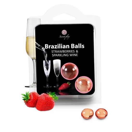 Secret Play 2 Brazīlijas zemeņu un šampanieša bumbiņu komplekts