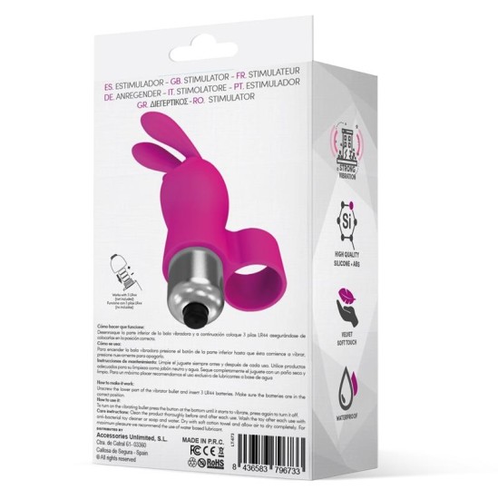 Latetobed Fingyhop Vibrating Bullet with Rabbit Silicone Pink