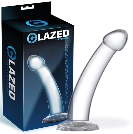 Glazed Lenkta dildo krištolinė medžiaga 16 cm