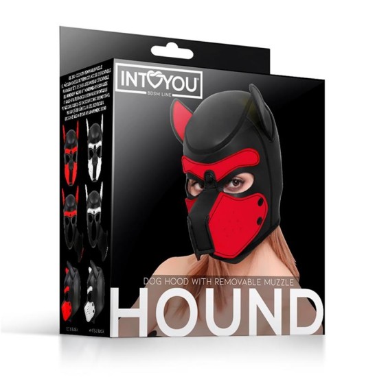 Intoyou Bdsm Line Hound Dog Hound with Removable Muzzle Neoprene Black/Red One Size