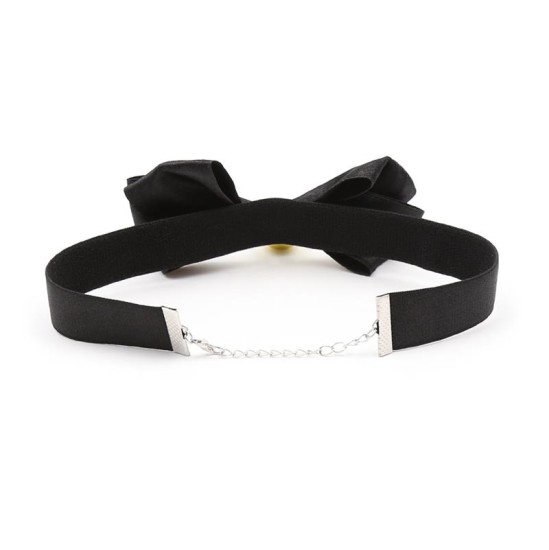 Latetobed Bdsm Line Collar with Bow and Bell 36 cm Size L Black