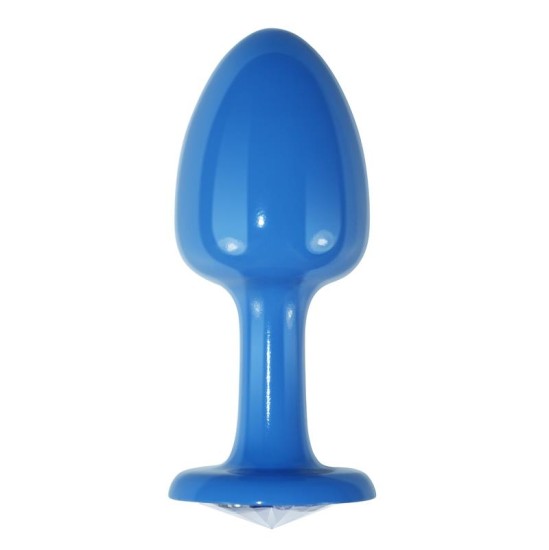 Lovetoy Metal Butt Plug Blue Rosebud with Clear Jewel