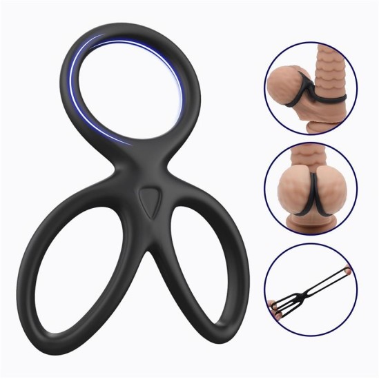 Beast Rings Triple Penis and Testicles Ring Liquid Silicone