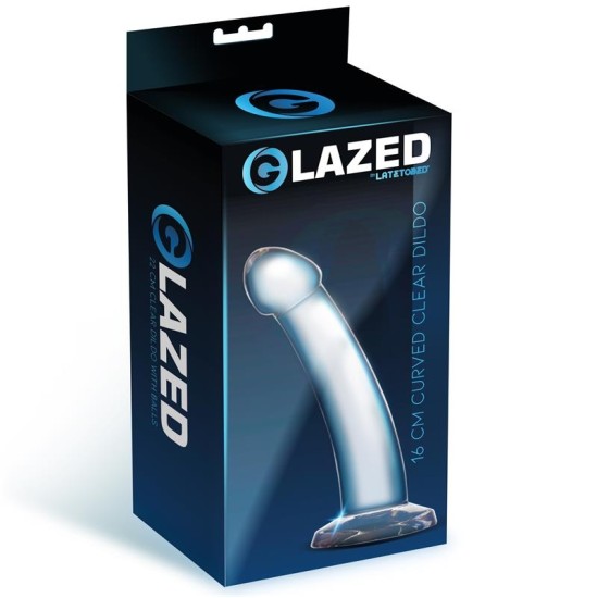 Glazed Lenkta dildo krištolinė medžiaga 16 cm