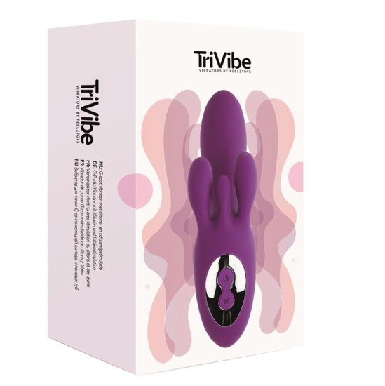 Feelztoys TriVibe G-punkta vibrators ar klitora un kaunuma lūpu stimulāciju purpl