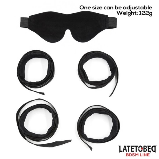 Latetobed Bdsm Line Restraint 3 Pieces Set Blindfold, Anklecuffs and Wristcuffs Adjustable