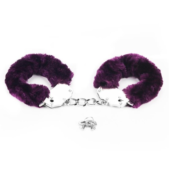 Lovetoy Furry Metal Handcuffs Purple