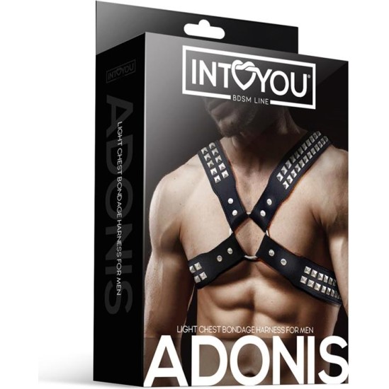 Intoyou Bdsm Line Adonis Chest Bondage zirglietas vīriešiem, vegānu āda