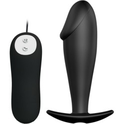 Pretty Love Bottom PRETTY LOVE СИЛИКОНОВАЯ АНАЛЬНАЯ ПРОБКА В ФОРМЕ ПЕНИСА И 12 РЕЖИМОВ ВИБРАЦИИ - ЧЕРНАЯ