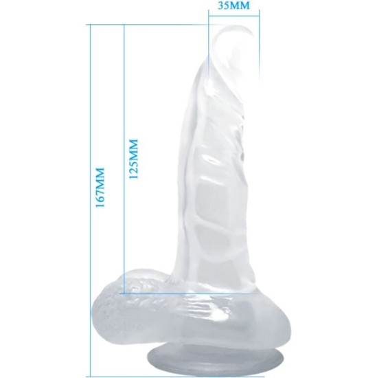 Baile Dildos BAILE — REĀLISTS DILDO AR SŪCĒTĀJIEM UN sēkliniekiem 16,7 CM caurspīdīgs