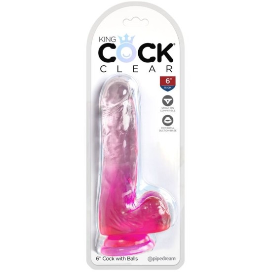 King Cock DZIDRS - REĀLISTS PENIS AR Bumbiņām 13,5 CM ROZĀ