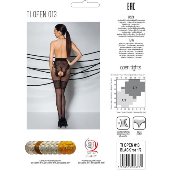 Passion Woman Garter & Stock PASSION — TIOPEN 013 MELNAS Zeķubikses 3/4 20/40 DEN