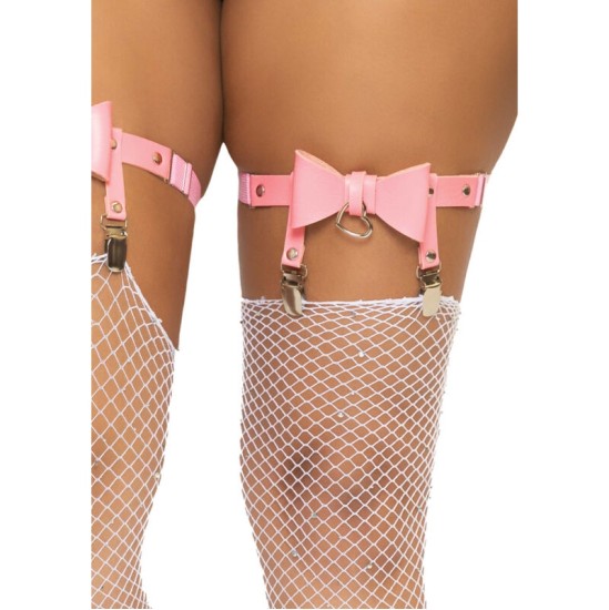 Leg Avenue Accessories LEG AVENUE VEGAN LEATHER TIGH HIGH GARTER ONE SIZE - PINK