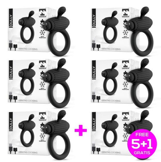 Tardenoche Pack 5+1 Dully Vibrating Penis Ring Magnetic USB Silicone