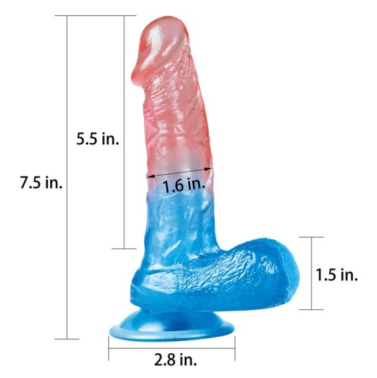 Lovetoy Dildo Dazzle Studs 7.5 rozā un zilā krāsā