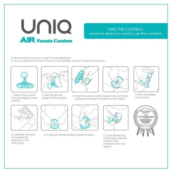 Uniq Air Female Prezervatīvi bez lateksa 3 gab