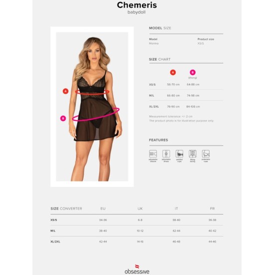 Obsessive Sets OBSESSIVE - КОМПЛЕКТ CHEMERIS BADYDOLL И СТРИНКИ XL/XXL