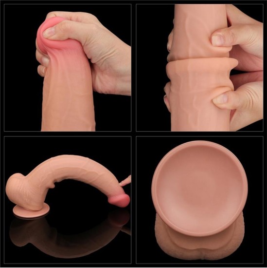 Lovetoy Dildo divslāņu bīdāmā āda 13.5