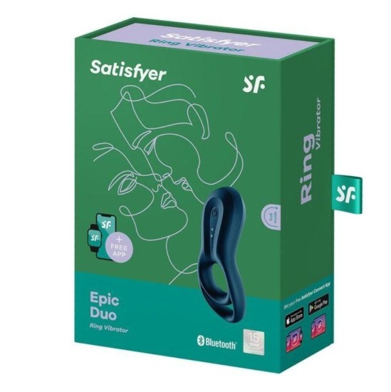 Satisfyer Connect VIBRATORA LIETOTNE SATISFYER EPIC DUO RING — ZILĀ