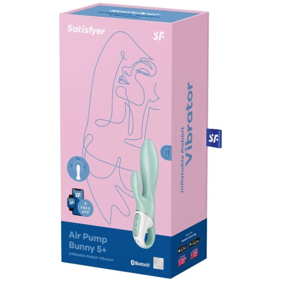 Satisfyer Connect APMIERINĀTĀJS — GAISA PUMP BUNNY 5+ PIEPŪŠAJAM TRUKŠU VIBRATORA APP GREEN