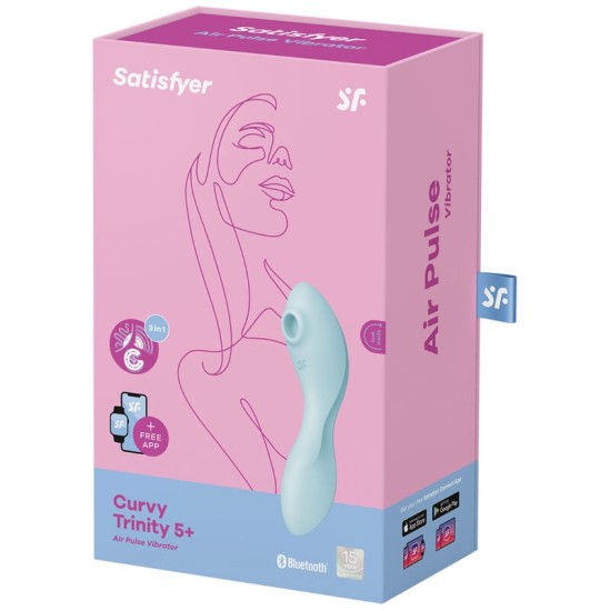 Satisfyer Connect ПРИЛОЖЕНИЕ ДЛЯ СТИМУЛЯТОРА И ВИБРАТОРА ВОЗДУШНЫХ ИМПУЛЬСОВ SATISFYER CURVY TRINITY 5 — СИНИЙ