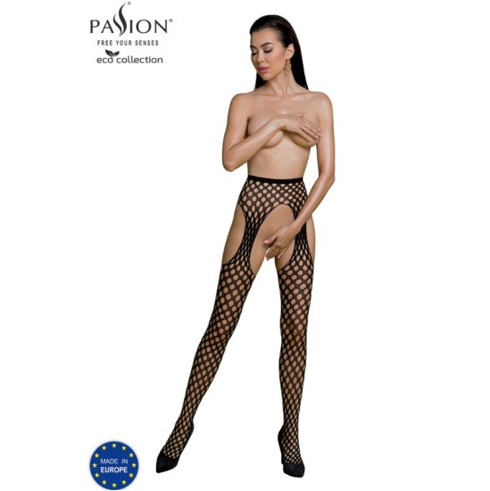 Passion Woman Garter & Stock PASSION - EKO KOLEKCIJA BODYSSTOCKING ECO S003 BLACK