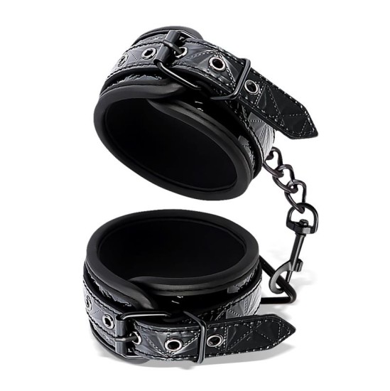 Black Sapphire Adjustable Ankle Cuffs Sapphire Vegan Leather