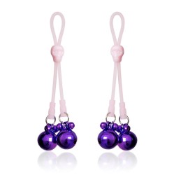 Latetobed Bdsm Line Зажимы для сосков Черепа и колокольчики Силикон и металл Розовый/фиолетовый