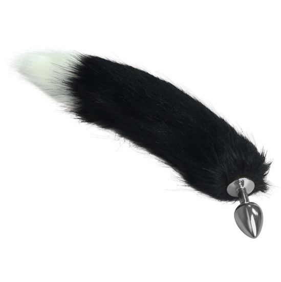 Lovetoy Metal Butt Plug with Black and White Fox Tail