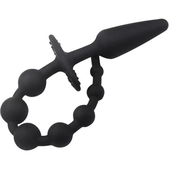 A-Gusto Butt Plug and Anal Chain Silicone Black