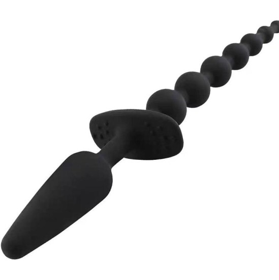 A-Gusto Juodos spalvos silikoninis užpakalio kištukas ir analinė grandinė