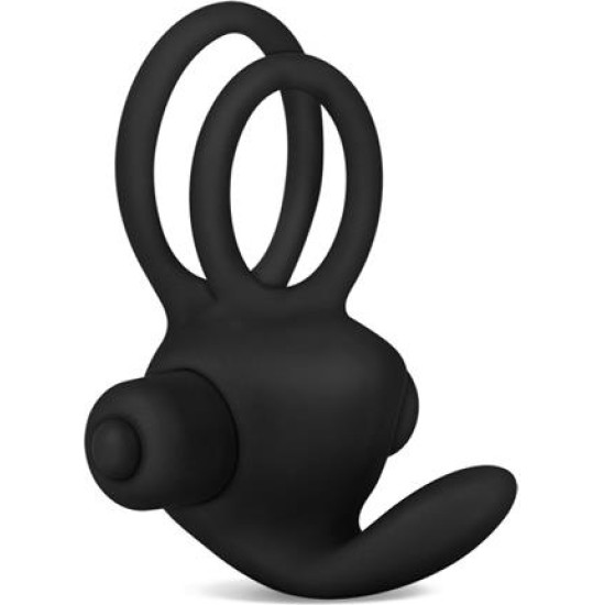 Lovetoy Double Vibrating Cockring Power Clit Duo Black