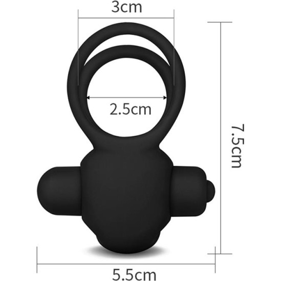 Lovetoy Double Vibrating Cockring Power Clit Duo Black