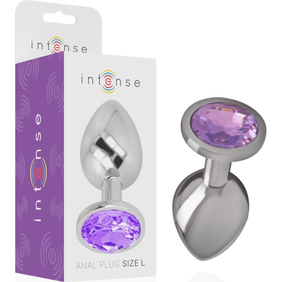 Intense Anal Toys INTENSE - METAL ALUMINUM ANAL PLUG WITH VIOLET GLASS SIZE S